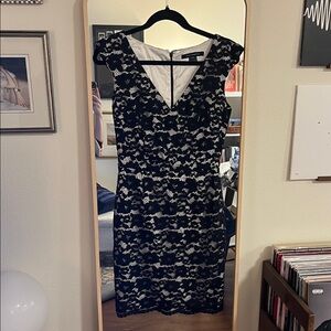 French Connection Black and White Lace Mini Dress
